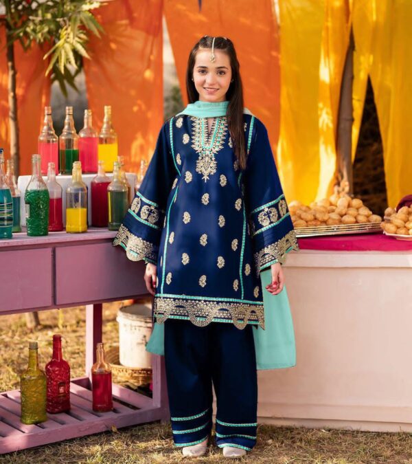 Kids Embroidered Suit with Kayi Work - Image 3
