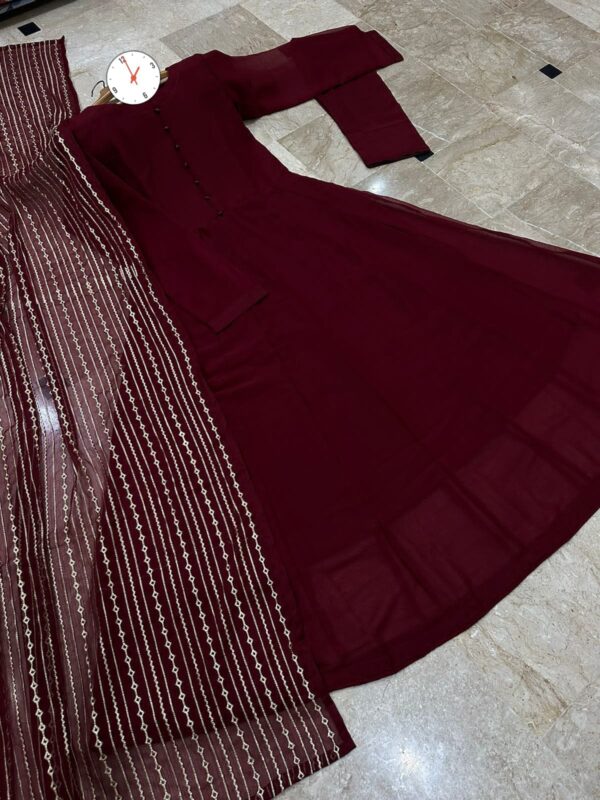 Embroidered Dupatta & Kalli Work Maxi - Image 6