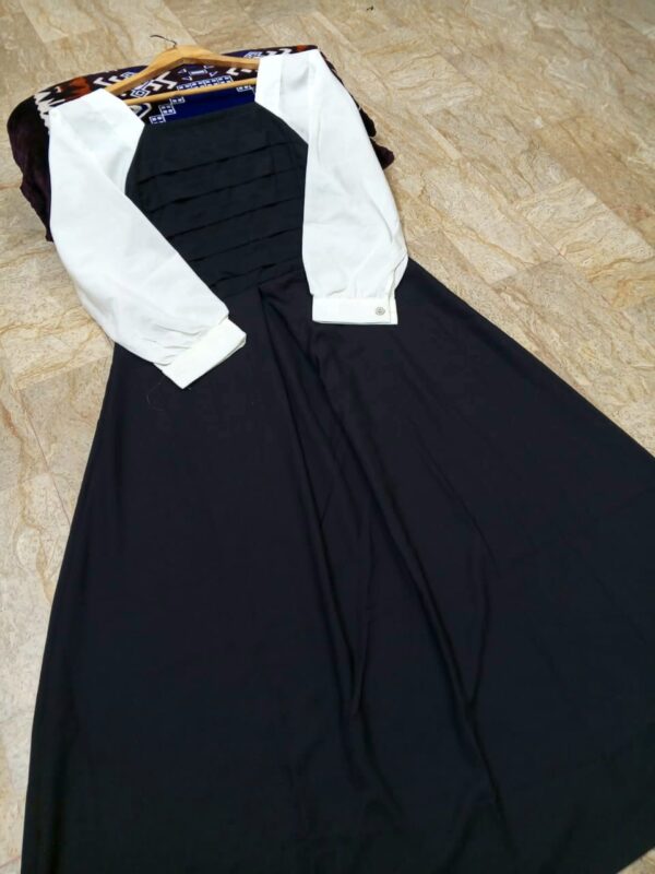 Platted Black Maxi with White Sleeves - Image 3