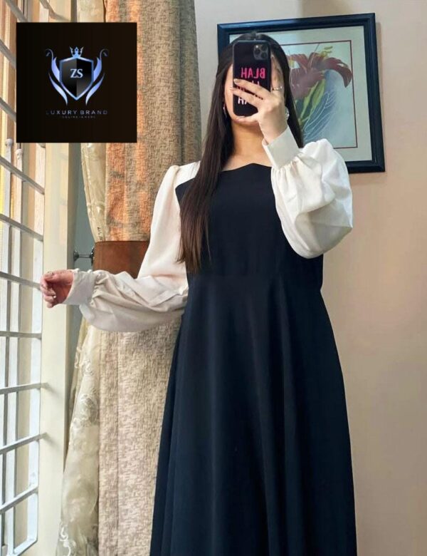 Platted Black Maxi with White Sleeves