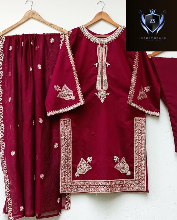 Embroidered Shirt & Dupatta 3-Piece - Image 3