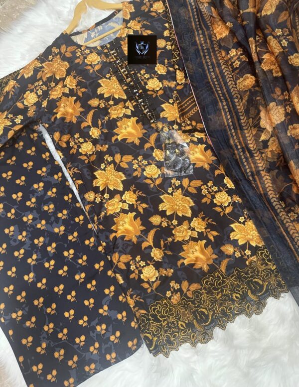 Allover Digital Printed Cord set 3Pcs - Image 6
