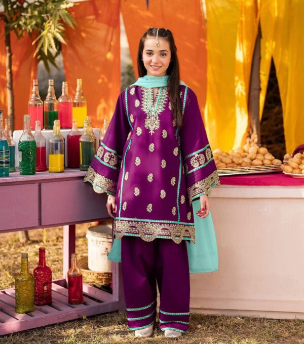Kids Embroidered Suit with Kayi Work