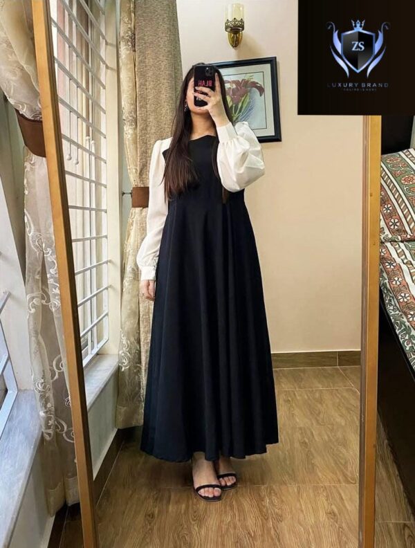Platted Black Maxi with White Sleeves - Image 5