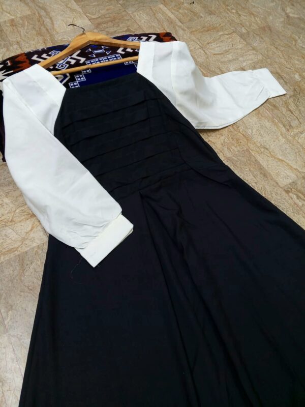 Platted Black Maxi with White Sleeves - Image 2