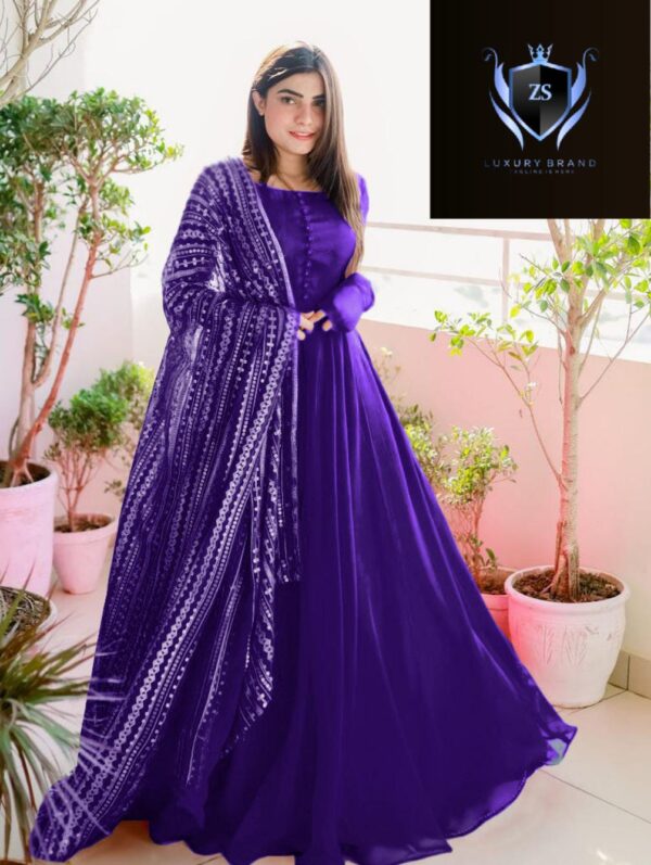 Embroidered Dupatta & Kalli Work Maxi - Image 3