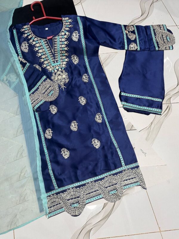 Kids Embroidered Suit with Kayi Work - Image 6
