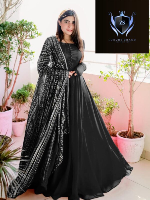 Embroidered Dupatta & Kalli Work Maxi - Image 2