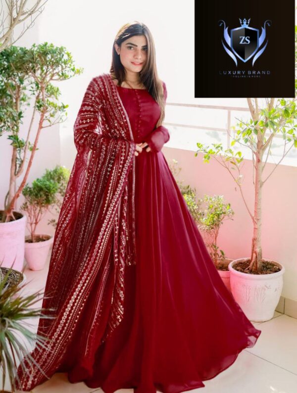 Embroidered Dupatta & Kalli Work Maxi - Image 5
